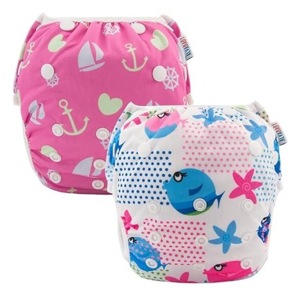 ALVABABY 🟣 GUC Adjustable Swim Diaper for Baby & Toddler with Fish Design - Picture 1 of 8